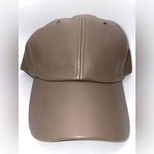 Unisex Baseball Cap Faux Leather Look-Vinyl Medium Brown Color
